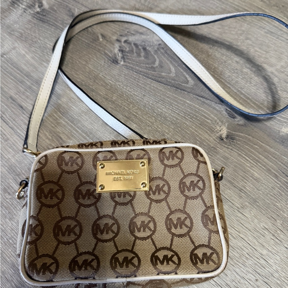 Michael Kors Tan and Cream Crossbody Bag
